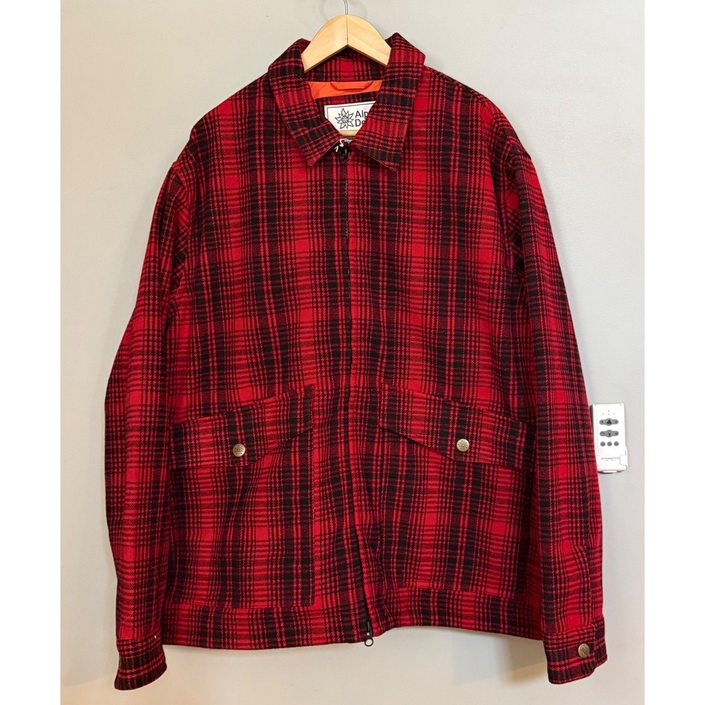 Alpine Design Mens XL Willard Plaid Zip Jacket Red Black Wool Blend Outdoor